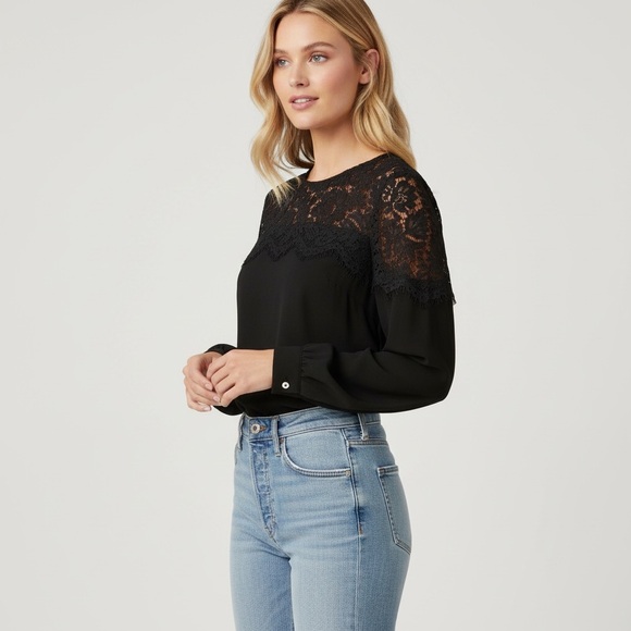 LULU’S | Picture This Black Long Sleeve Lace Top - Picture 1 of 13